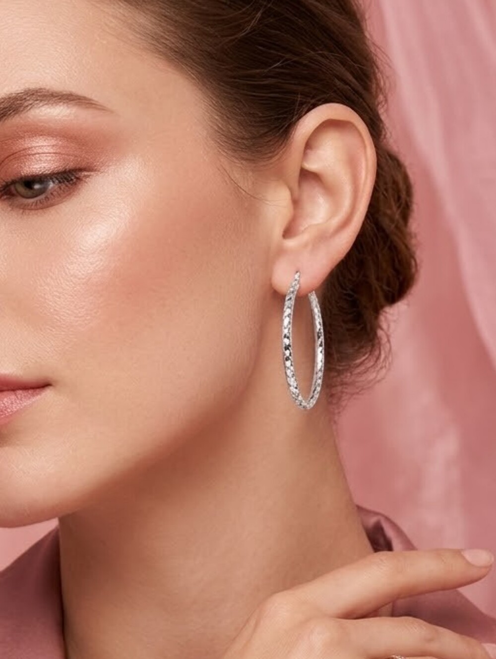 925 Sterling Silver Faceted Hoop Earrings